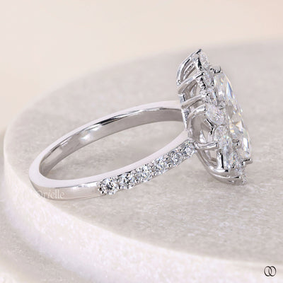 halo diamond ring marquise cut yellow gold ring
