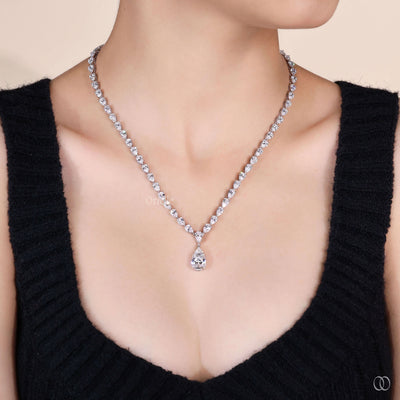 handmade necklace pear diamond white gold chain
