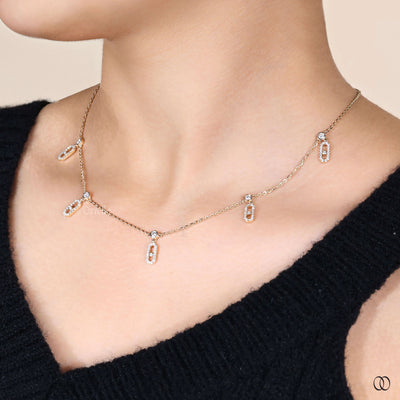yellow gold round diamond designer necklace
