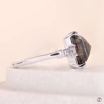 14k white gold ring radiant cut diamond
