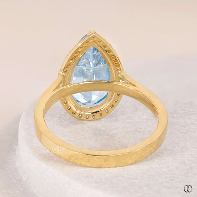 handmade ring yellow gold pear diamond ring
