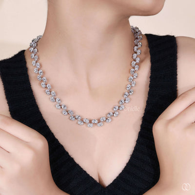 handmade necklace oval diamond statement chain
