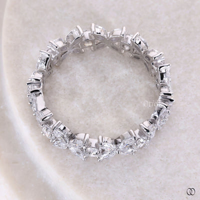 designer marquise diamond flower style eternity band
