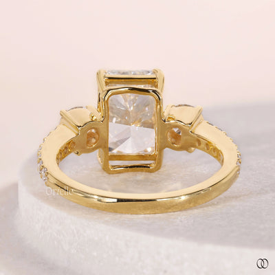 handmade ring yellow gold radiant diamond ring
