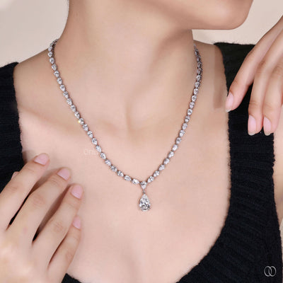 tear drop tennis necklace diamond elegant style
