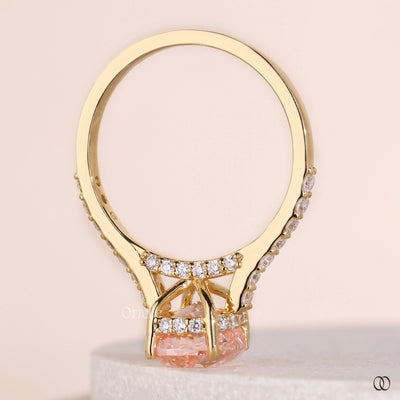 pave style ring cushion cut engagement ring
