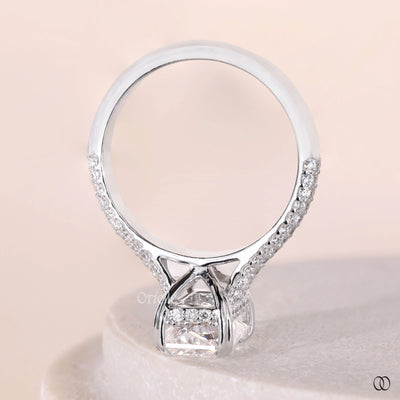 Three Row Pave Set Radiant Cut Diamond Ring Gift For Women