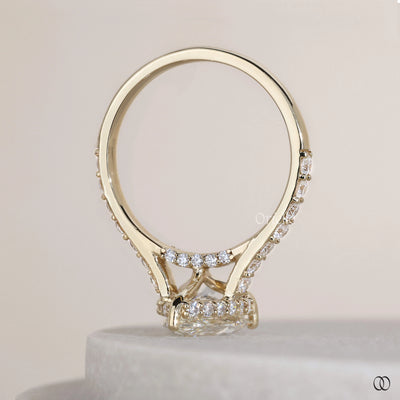 Handmade ring crafted as pear engagement ring
