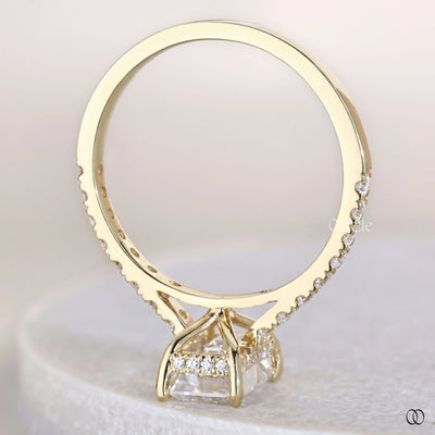 Handmade ring crafted as emerald cut engagement ring
