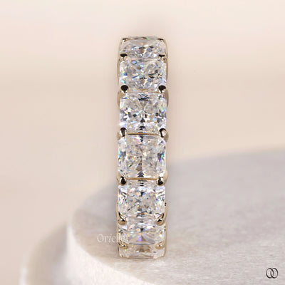 handmade wedding band radiant moissanite ring
