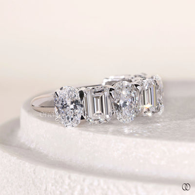 half eternity band oval diamond white gold band
