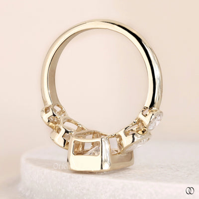 oval cut side stone ring bezel diamond ring
