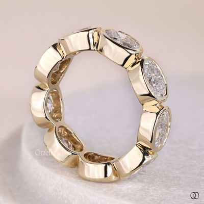oval diamond band full eternity yellow gold ring
