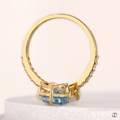 handmade ring pear cut blue diamond ring
