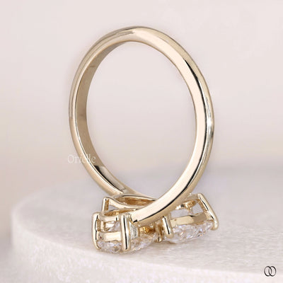 pear marquise diamond ring bypass yellow gold ring
