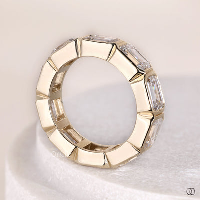full eternity emerald diamond band yellow gold ring
