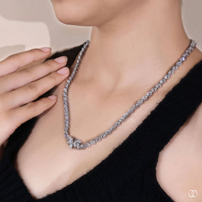 handmade necklace pear diamond white gold chain
