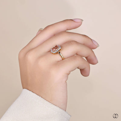 handmade ring elongated cushion halo setting
