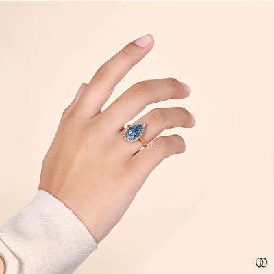 unique design ring blue halo engagement ring
