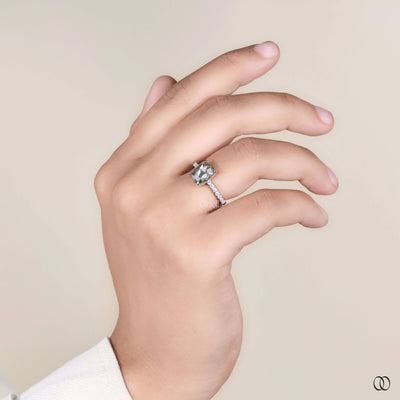 handmade white gold salt and pepper ring

