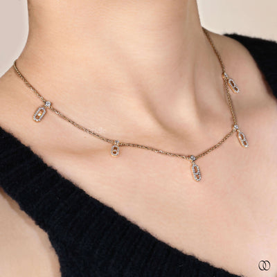 round diamond necklace personalised gold style
