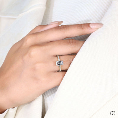 Antique engagement ring inspired emerald cut design
