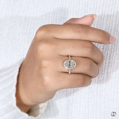 Antique engagement ring inspired oval halo design
