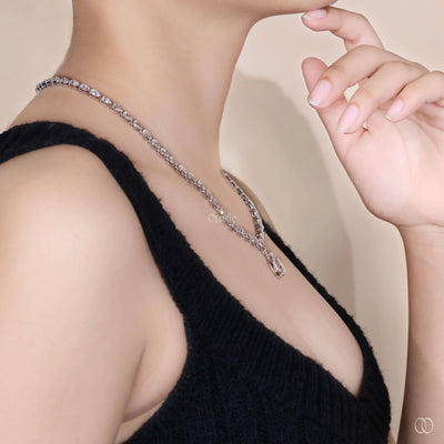 handmade pear diamond necklace stylish design

