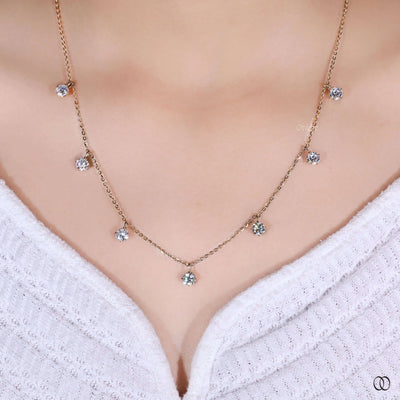 dainty necklace design round diamond gold necklace
