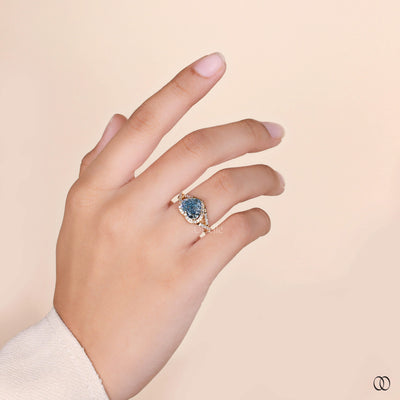handmade ring vivid blue halo engagement ring
