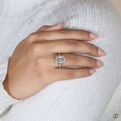 Classic emerald cut engagement ring designed with secure 4 prong ring setting
