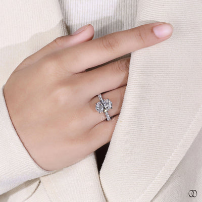 oval diamond ring hidden stone white gold ring
