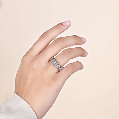 moissanite wedding band yellow gold eternity band
