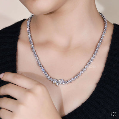 pear cut diamond necklace marquise accent design
