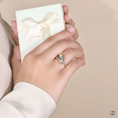handmade ring marquise diamond yellow gold ring
