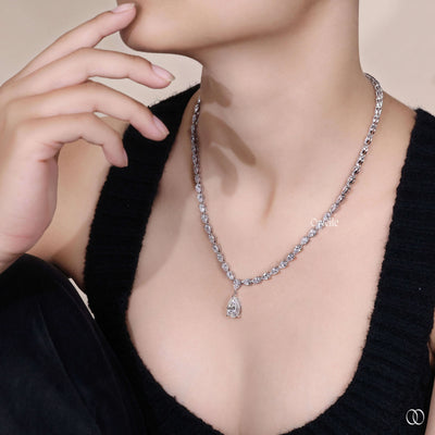 lab grown pear diamond necklace white gold
