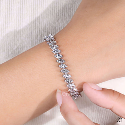designer marquise diamond tennis bracelet in white gold
