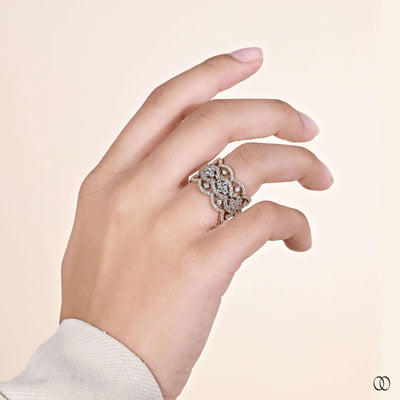 moissanite band yellow gold filigree wedding ring
