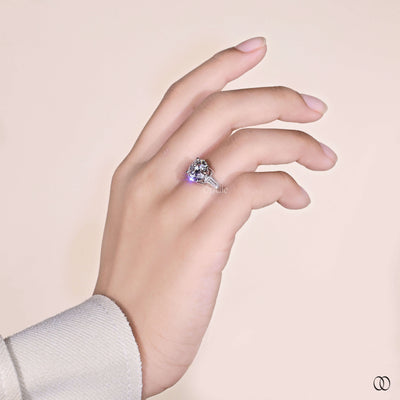 handmade ring round cut diamond white gold ring
