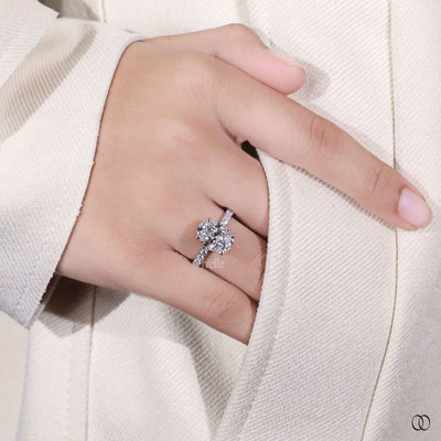 pave engagement ring oval diamond white gold ring
