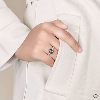 moissanite engagement ring salt pepper style ring
