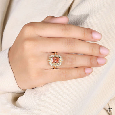 halo diamond ring cathedral setting gold ring
