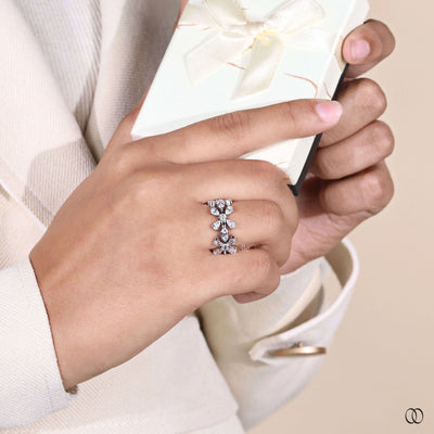 designer white gold pear marquise round diamond band

