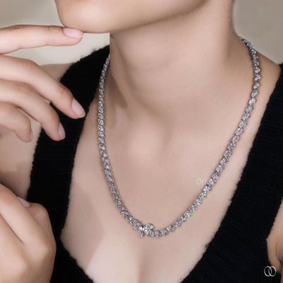 white gold pear diamond necklace prong setting
