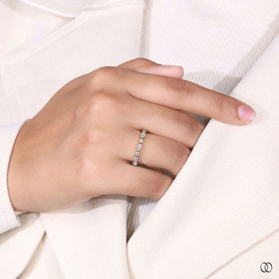 handcrafted marquise round diamond half eternity band
