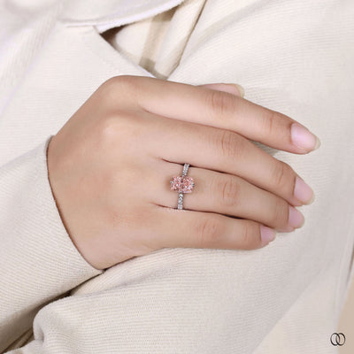 Handmade elongated cushion cut diamond engagement ring
