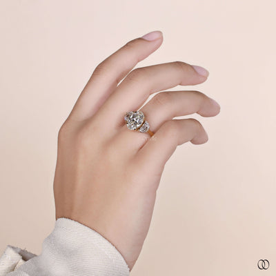 handmade ring oval diamond yellow gold ring
