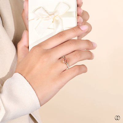 handmade ring yellow gold pink diamond ring
