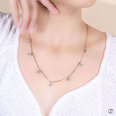 handmade yellow gold round diamond necklace
