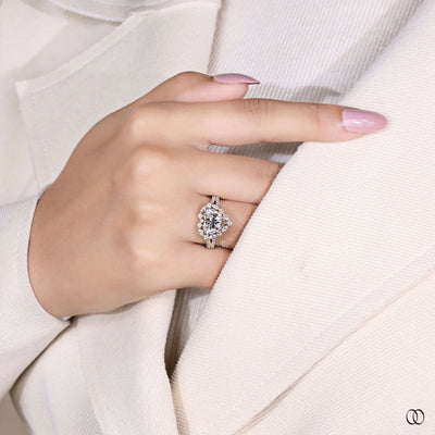 Unique heart shaped diamond ring with yellow gold engagement band
